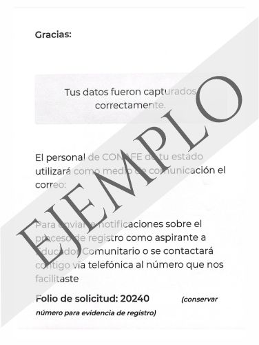 Ejemplo de Folio de Registro